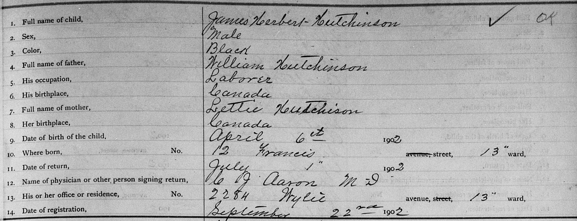 James+Herbert+Hutchinson+Birth+Record,+Pittsburgh,+1902